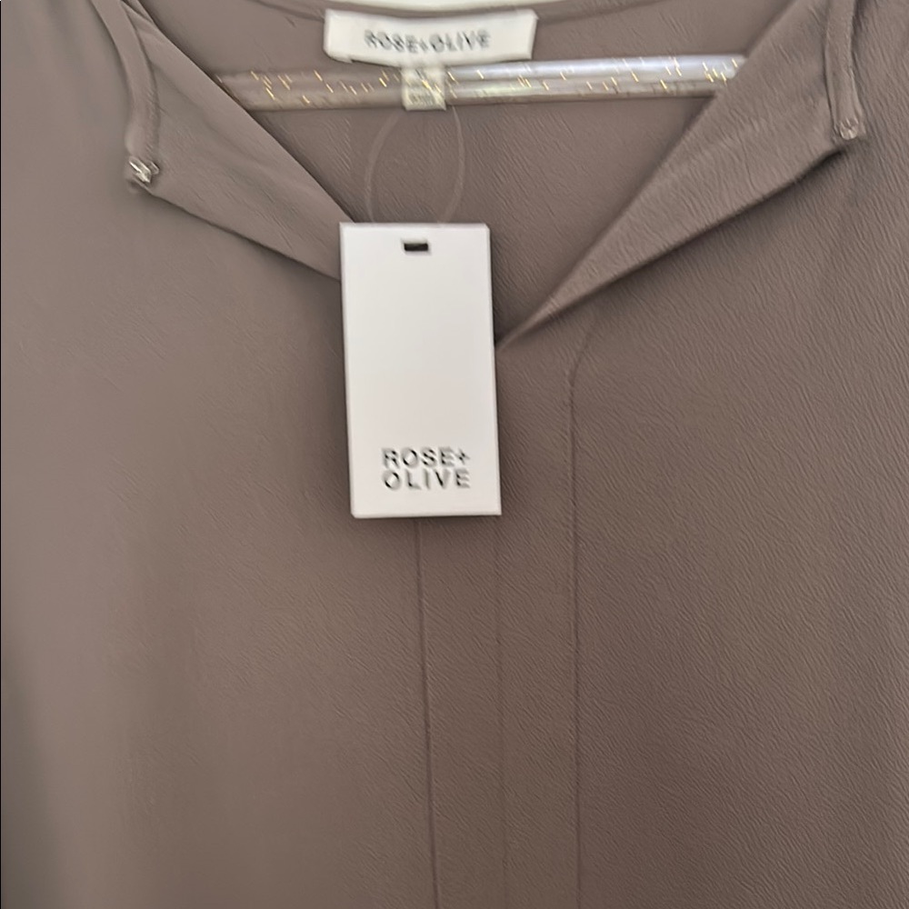 Rose & Olive Taupe Long Sleeve Blouse - Picture 3 of 5
